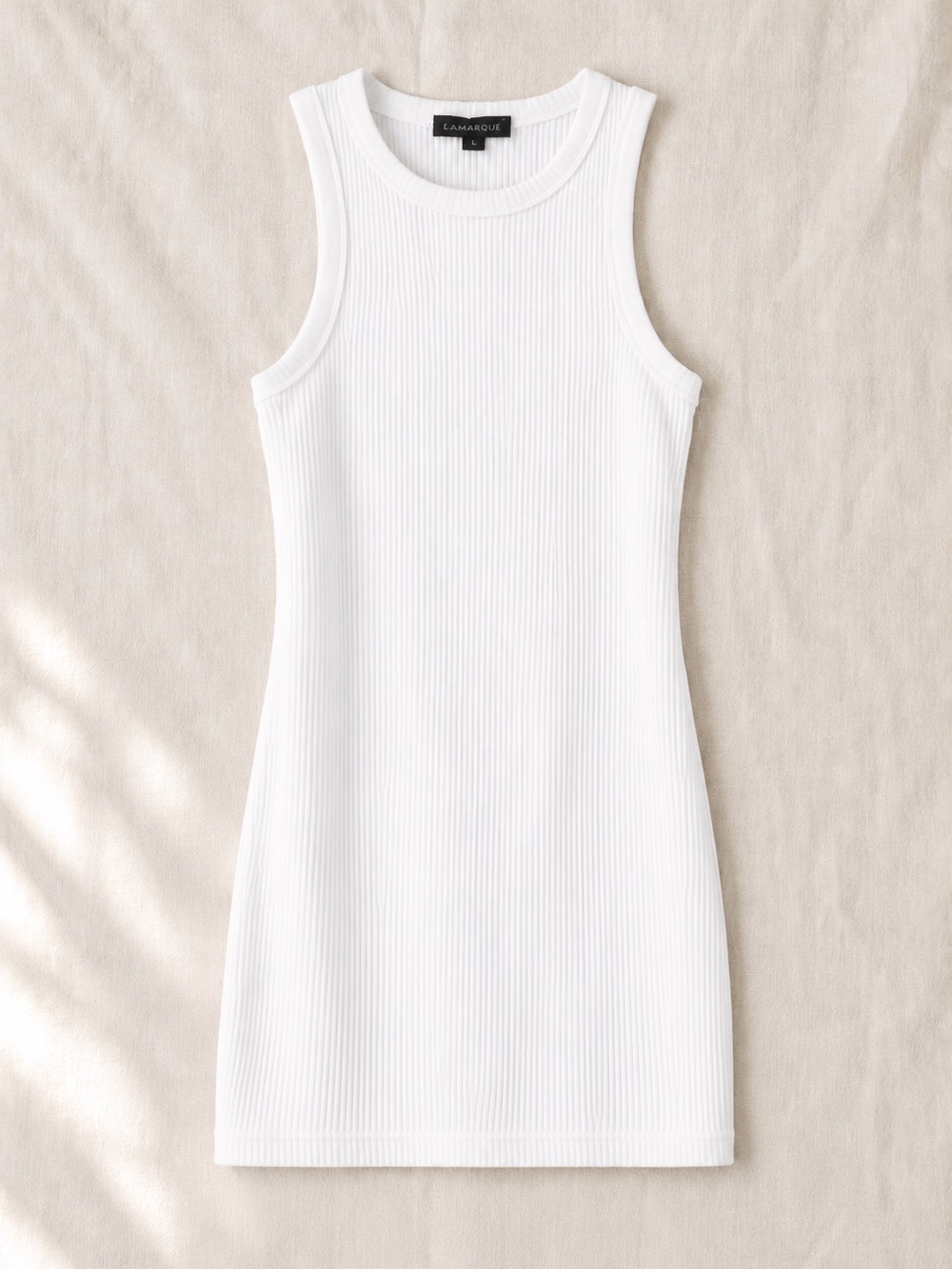 LaMarque Rib Knit Tank Dress Bodycon Mini White Size Medium